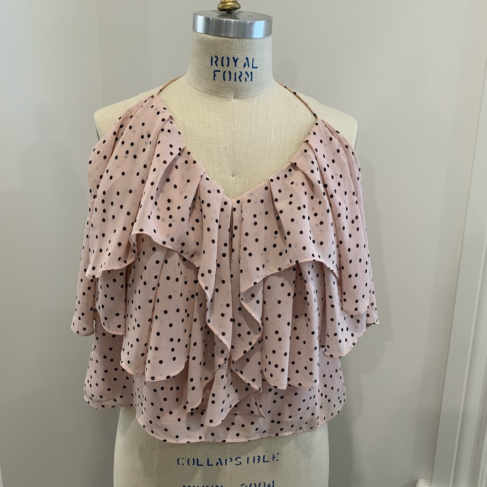 Wayf pink polka dot halter top